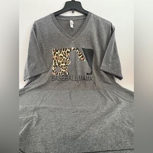Belle + Canvas “Baseball Mama” V-Neck Animal Print T-Shirt